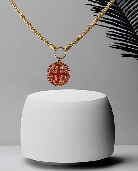 Collar cruz medalla enchapado en oro 18 kilates-0