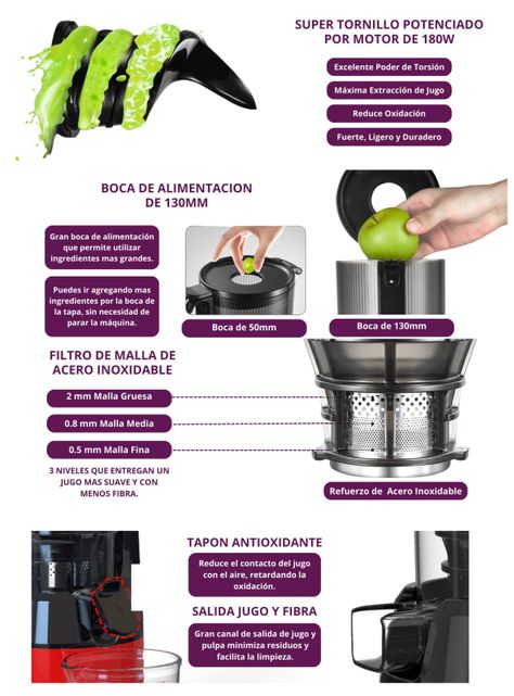 Extractor de Jugo Prensado en Frío / Slow Juicer KALTER SJ-026-6