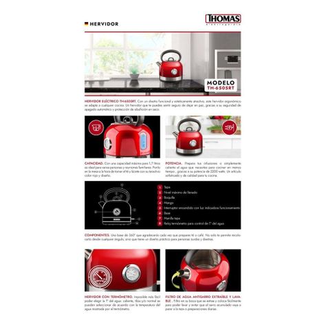 HERVIDOR ELECTRICO THOMAS TH 6505RT 2200W-3