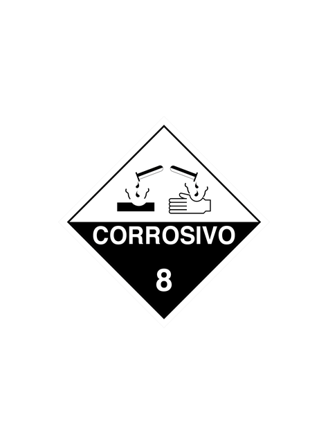 Señalética Autoadhesiva Corrosivo Clase 8-0