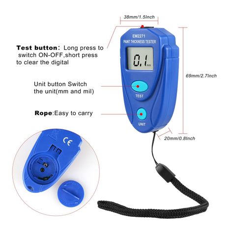 Medidor Tester Espesor de Pintura EM2271-3