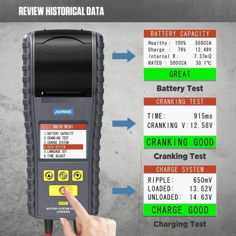 Scanner Batería Automotriz BT860 con impresora -3