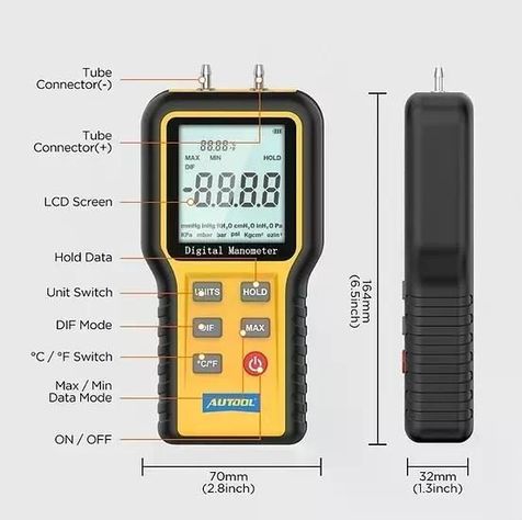 Manómetro Digital Autool Medidor Presión Gas-9