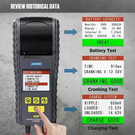 Probador Batería Bt860 Autool Impresora 12-24v-6