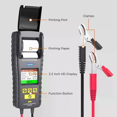 Probador Batería Bt860 Autool Impresora 12-24v-8