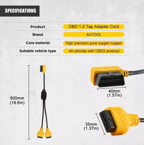 Cable 1 a 2 Splitter OBD2 50 cm-6