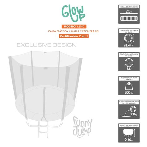 Cama Elástica Glowup 2,44 mt 8ft Edición Exclusiva P-2