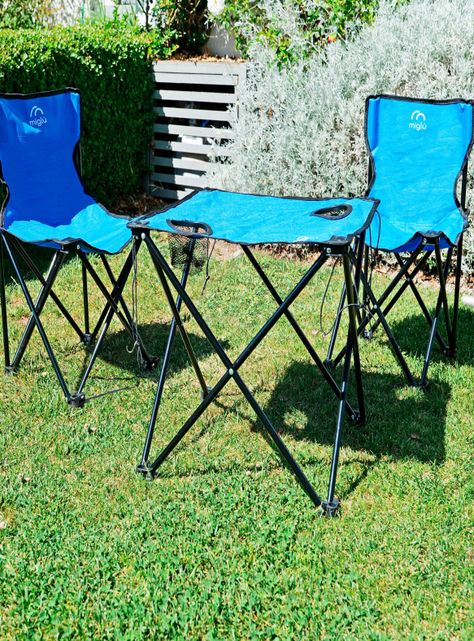 Mesa con 2 Sillas Plegables Azul-7