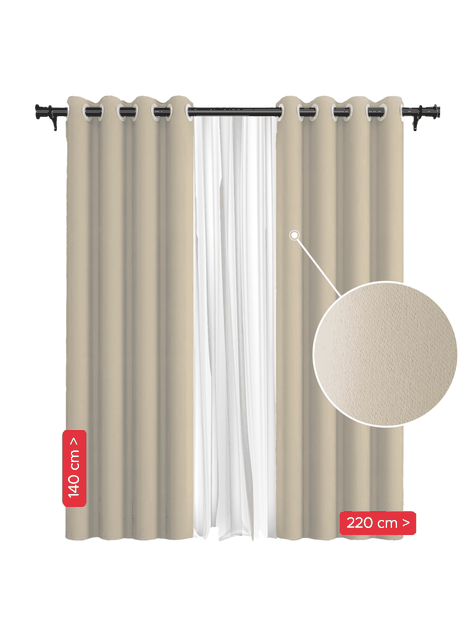 Pack Cortina de Tela Blackout Beige  Velo Vincenzi 140x220-1