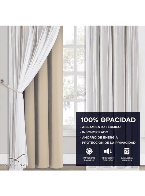 Pack Cortina de Tela Blackout Beige  Velo Vincenzi 140x220-6