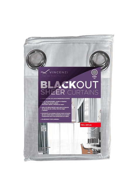 Cortina de Tela Blackout Gris + Velo Vincenzi 140x220-1