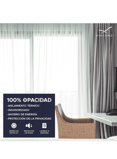 Cortina de Tela Blackout Gris + Velo Vincenzi 140x220-3