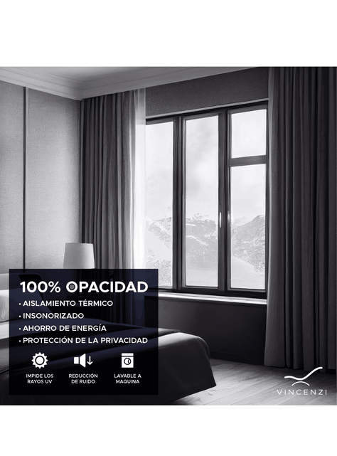 Pack Cortina de Tela Blackout Vincenzi 140x220 Gris Grafito-2