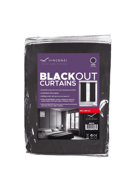 Pack Cortina de Tela Blackout Vincenzi 140x220 Gris Grafito-5