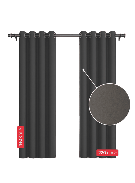 Pack Cortina de Tela Blackout Vincenzi 140x220 Gris Grafito-1