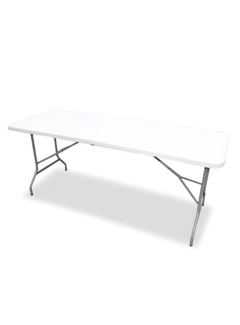 Mesa Plegable Tipo Maleta Blanca 180x72x72 cm.-0