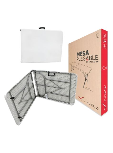 Mesa Plegable Tipo Maleta Blanca 180x72x72 cm.-1
