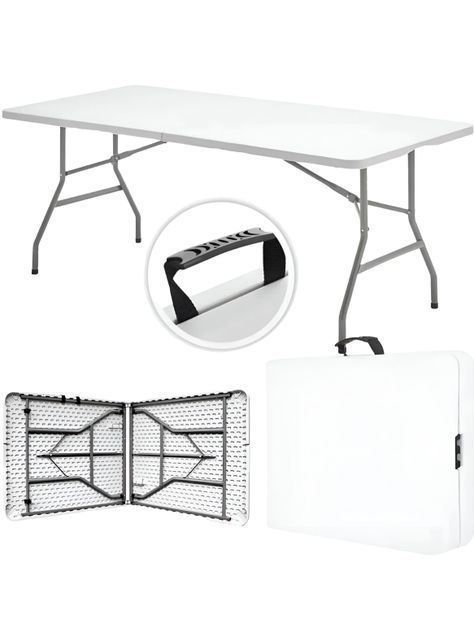 Mesa Plegable Tipo Maleta Blanca 180x72x72 cm.-2