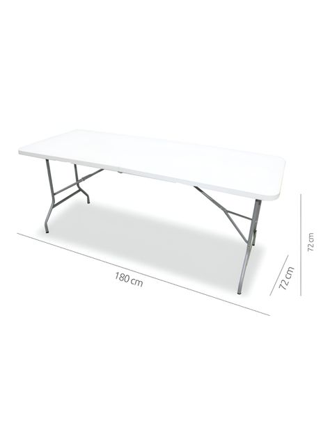 Mesa Plegable Tipo Maleta Blanca 180x72x72 cm.-3