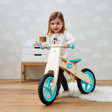 Bicicleta De Aprendizaje De Madera Celeste-1