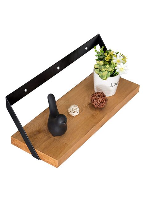 Soporte Repisa De Madera Con Hierro Para Pared 60x20 Cm-0