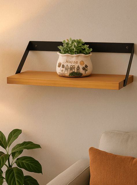 Soporte Repisa De Madera Con Hierro Para Pared 60x20 Cm-4