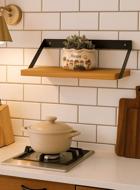 Soporte Repisa De Madera Con Hierro Para Pared 60x20 Cm-5
