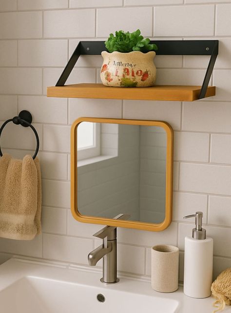 Soporte Repisa De Madera Con Hierro Para Pared 60x20 Cm-6