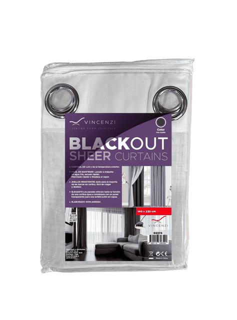 Cortina de Tela Blackout Gris Grafito + Velo Vincenzi 140x220-1