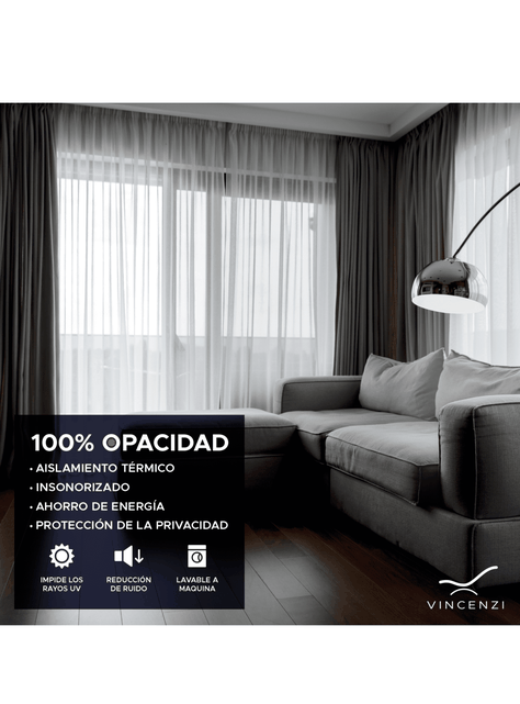 Cortina de Tela Blackout Gris Grafito + Velo Vincenzi 140x220-3