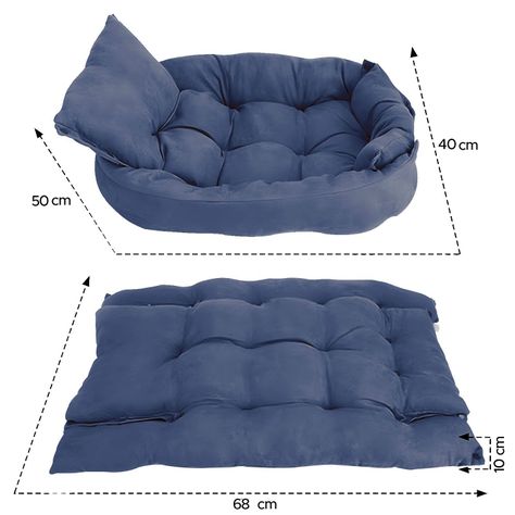 Cama para mascotas perro y gatos 68x50x40 Azul-2
