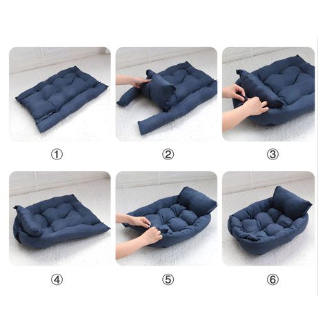 Cama para mascotas perro y gatos 68x50x40 Azul-3