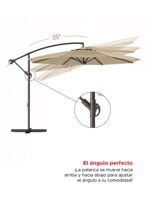 Quitasol sombrilla lateral terraza 3x3 beige Vincenzi-2