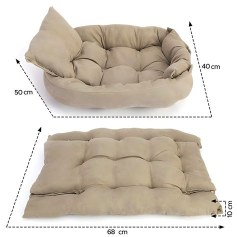 Cama para mascotas perro y gatos 68x50x40 beige-2