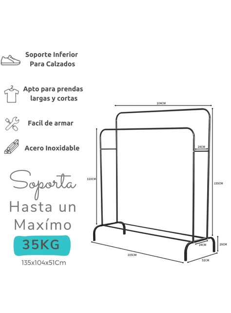 Perchero De Ropa Organizador Zapatos Tendedero Doble-1