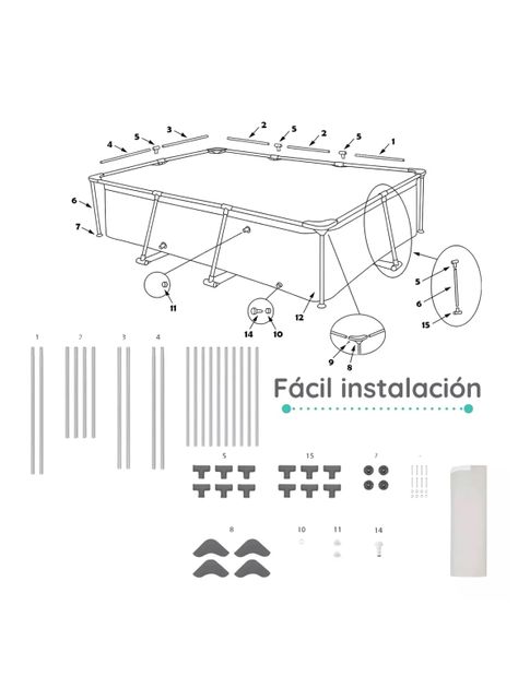 Piscina Estructural 2612 Litros Glowup 260X160X65 CM-4