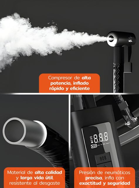 Compresor de aire portátil a batería inflador neumáticos-4