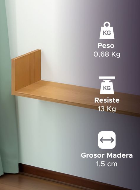 Soporte Y Repisa De Madera Grande Con Fijación Invisible-2