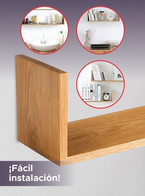 Soporte Y Repisa De Madera Grande Con Fijación Invisible-3