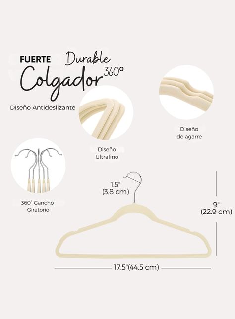 Set 50 Colgador Gancho Perchas Ropa Felpa Antideslizante-1