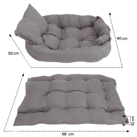 Cama para mascotas perro y gatos 68x50x40 Gris-2
