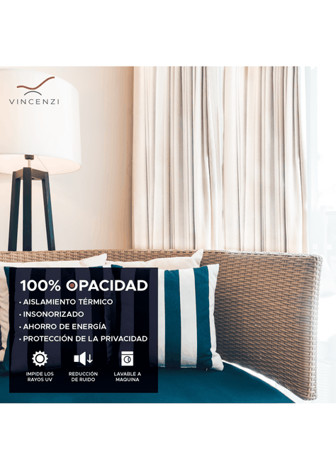 Pack Cortina de Tela Blackout Vincenzi 140x220 Beige-2