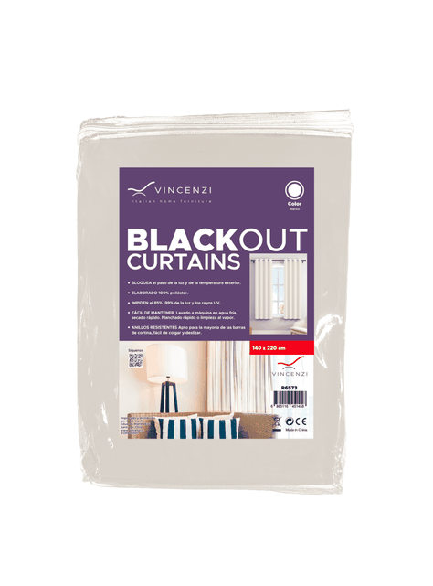 Pack Cortina de Tela Blackout Vincenzi 140x220 Beige-5