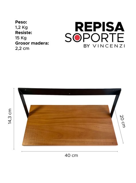 Soporte Y Repisa De Madera Con Hierro Para Pared Grande-1