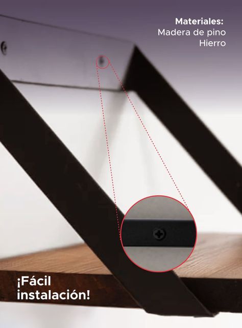 Soporte Y Repisa De Madera Con Hierro Para Pared Grande-2