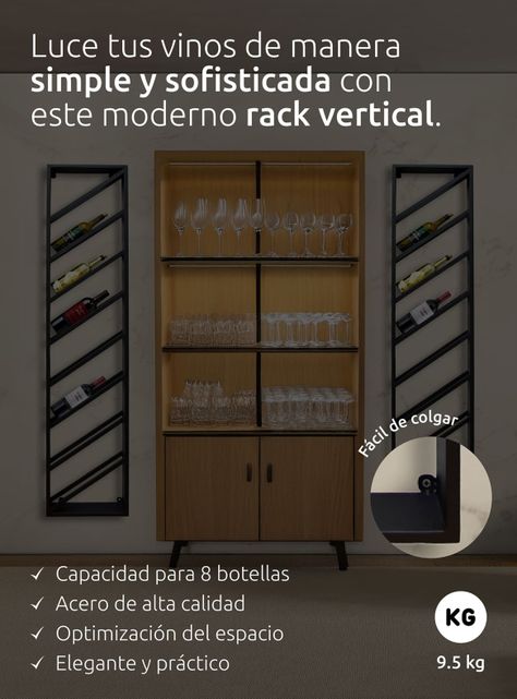 Soporte Lateral Para Botellas Vinos De Hierro Alta Calidad-3
