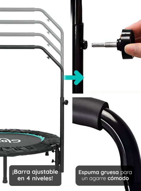 Mini Trampolín 4 Ft 1.2 mt Aeróbico Fitness Yoga y Juegos GlowUp-2