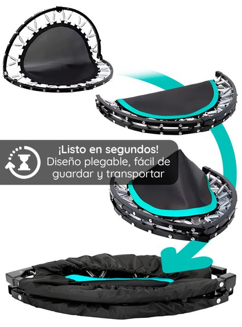 Mini Trampolín 4 Ft 1.2 mt Aeróbico Fitness Yoga y Juegos GlowUp-4