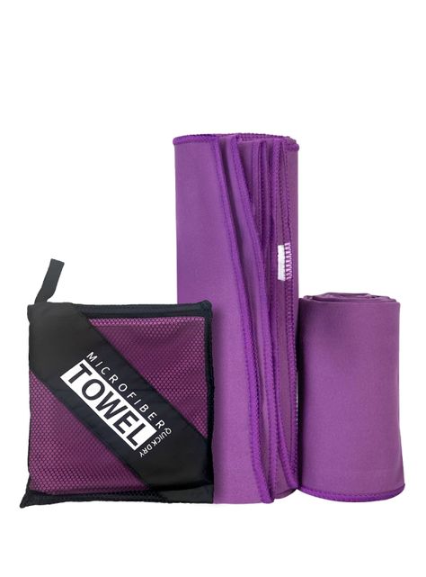 Toallas Microfibra Grande Secado Rápido Pack + Estuche Morado K-fit-0