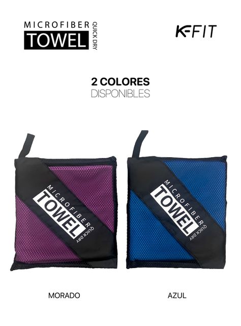 Toallas Microfibra Grande Secado Rápido Pack + Estuche Morado K-fit-1